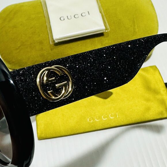 Gucci GG0101S 001 53mm Round Sunglasses Matte Black Gradient Lens NWT $465 - Picture 12 of 15